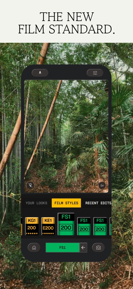 Official Snapseed screenshot showing film styles in the editor